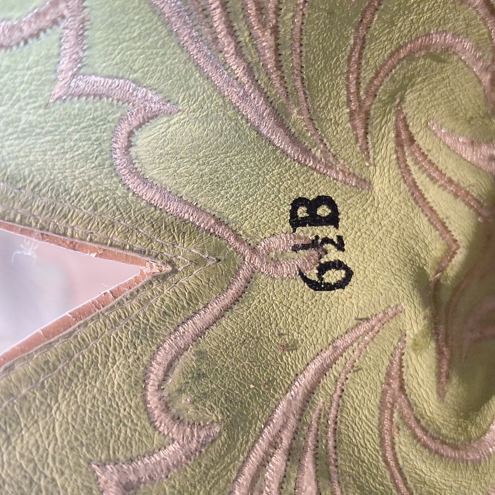 Women's Two-Tone Western Cowboy Boots - Sage Green & Tan - Picture 7 of 13